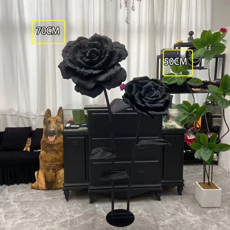 Lebensechte schwarze Rose Dekorationsskulptur