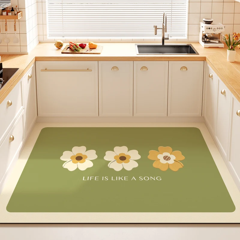 Dekorativer Floral-Zitat-Küchenmatte für Zuhause