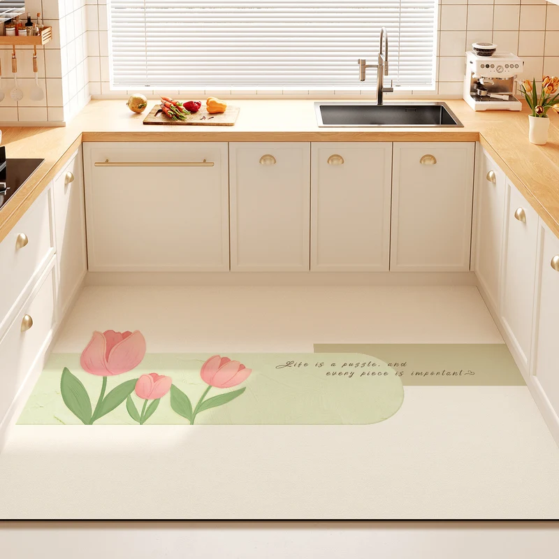 Dekorativer Floral-Zitat-Küchenmatte für Zuhause