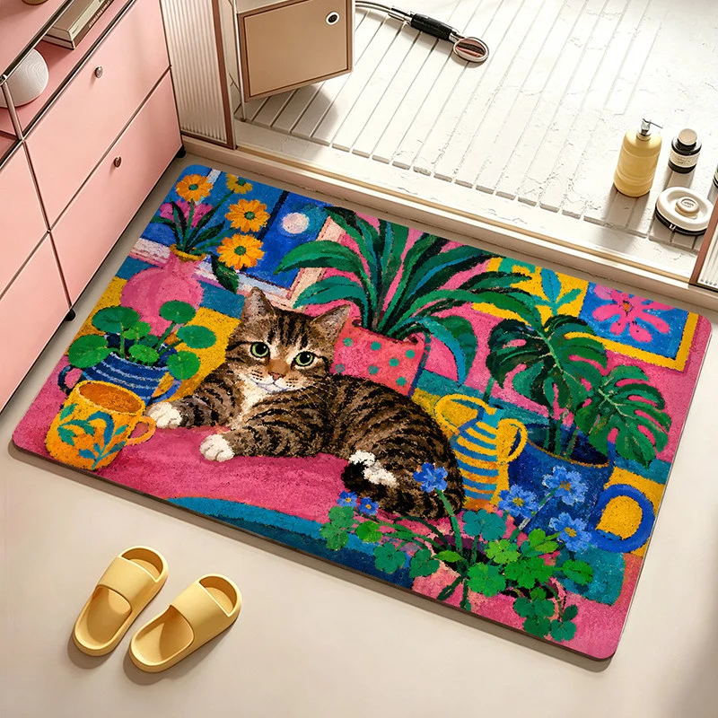 Künstlerische katzenmotivierte Badematte