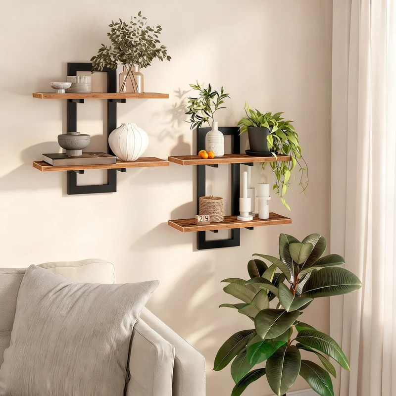 Wandregal aus Stahl, schwebendes Design