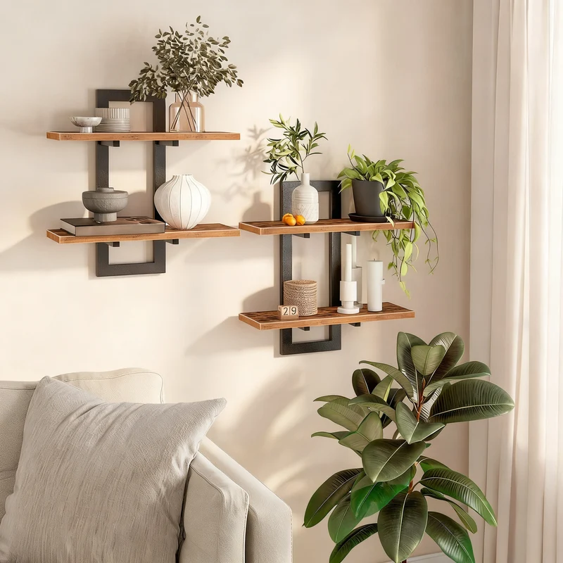 Wandregal aus Stahl, schwebendes Design
