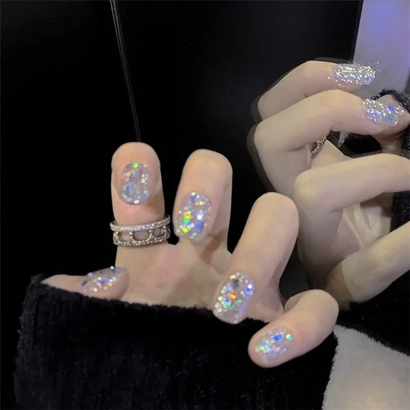 Glitzerndes Gel Aufklebe-Nagelset Karnz