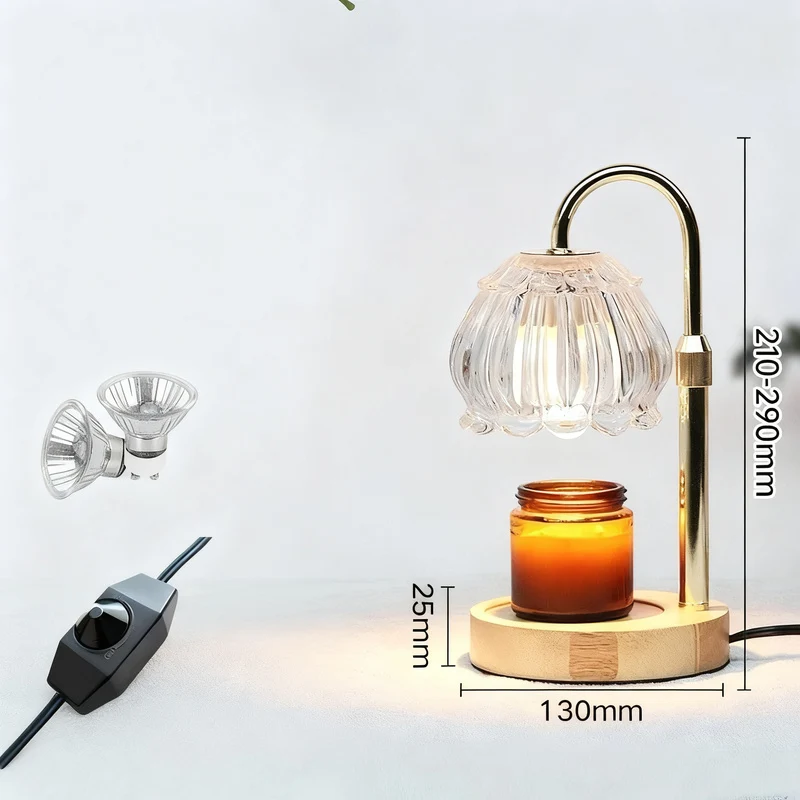 Wachsschmelz-Lampe mit Holzsockel