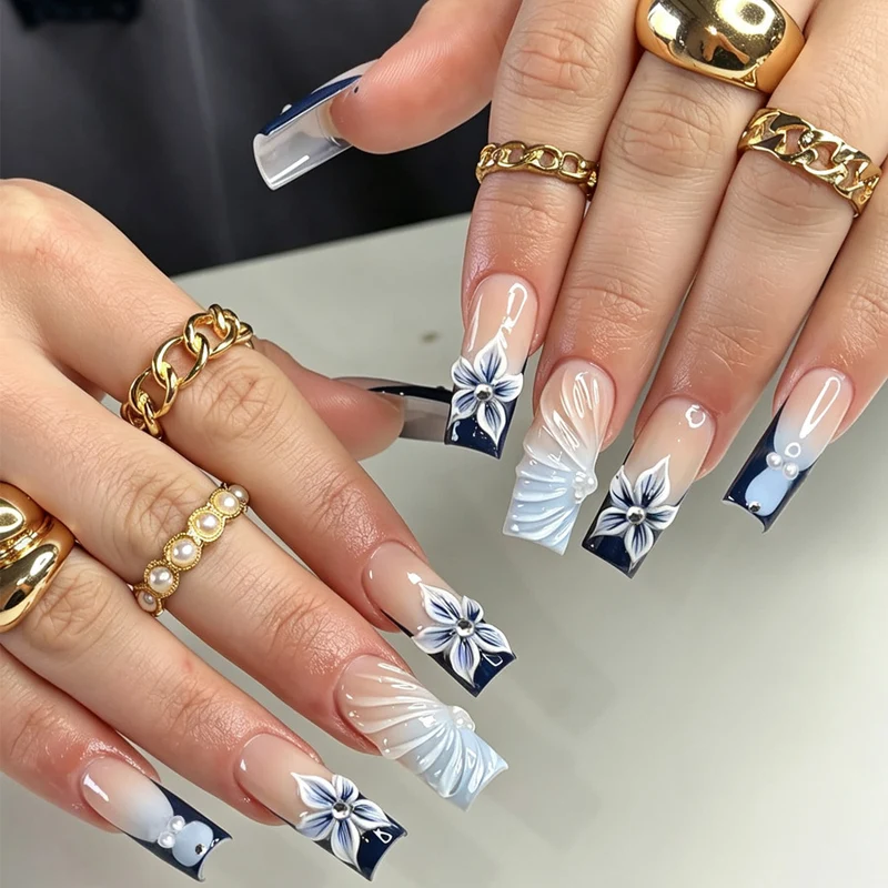 Premium Floral Design Press-On Nails Karnz