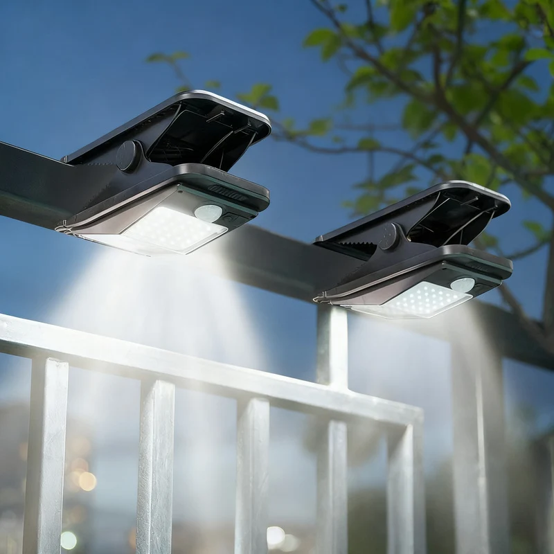 Solar-Klemmleuchte, LED oder COB, weiß