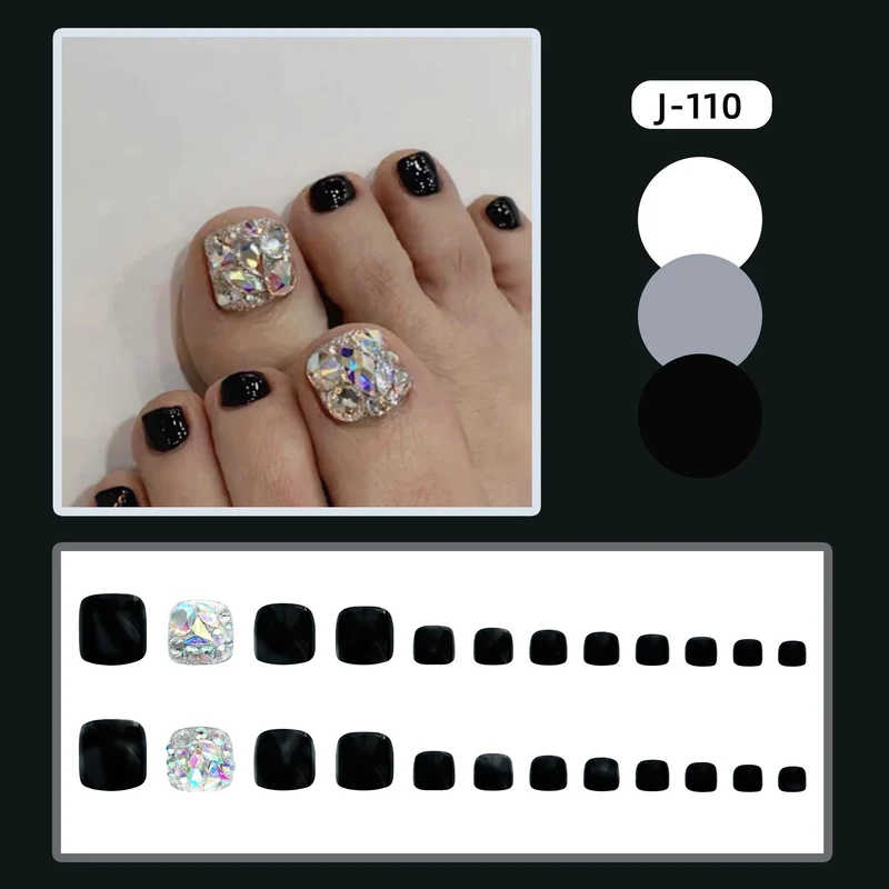 Premium Strass- Verzierte Press-On Fußnagel Set Karnz