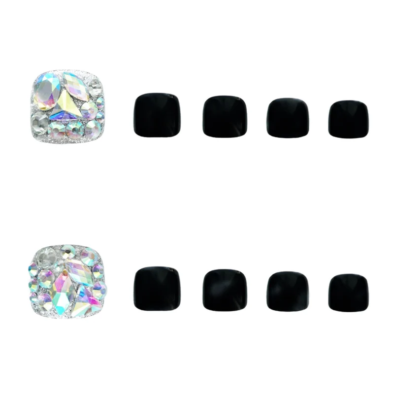 Premium Strass- Verzierte Press-On Fußnagel Set Karnz
