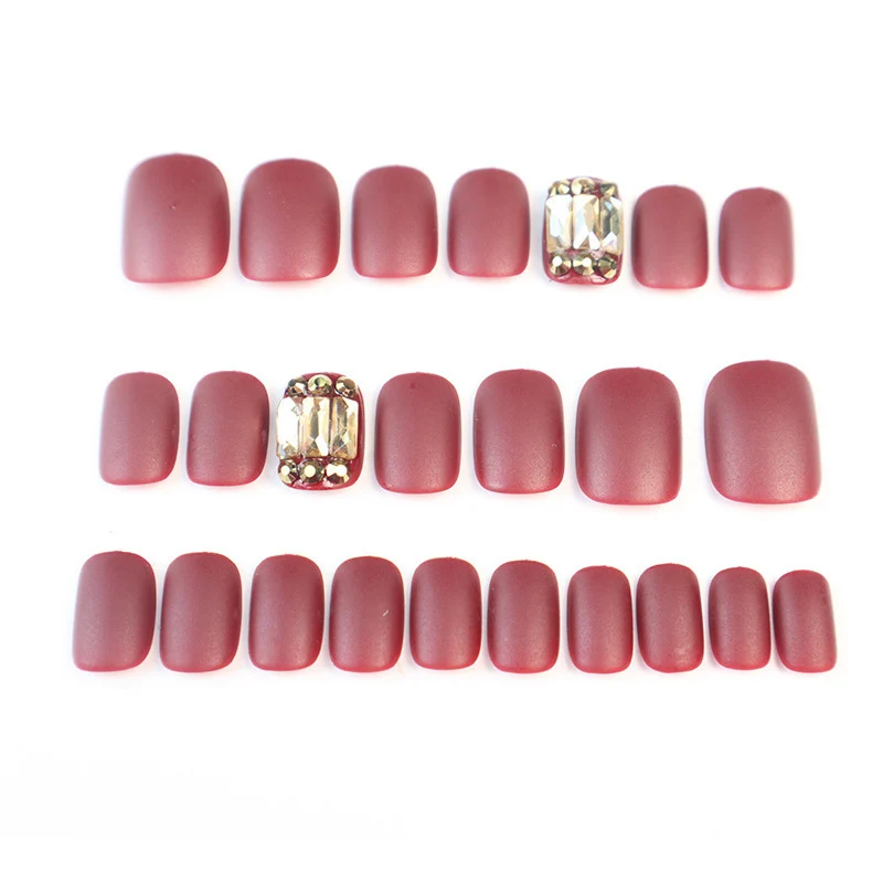Premium Matte Press-On Nagelset mit Kristallakzenten Karnz