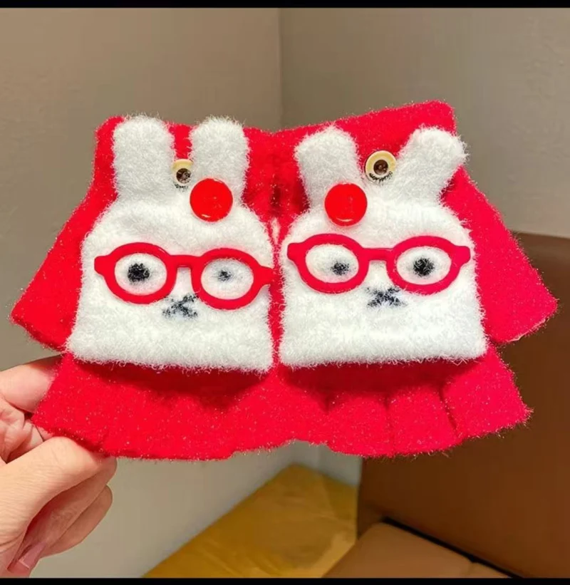 Niedliche Hasen-Themen-Fingerlose Handschuhe Karnz
