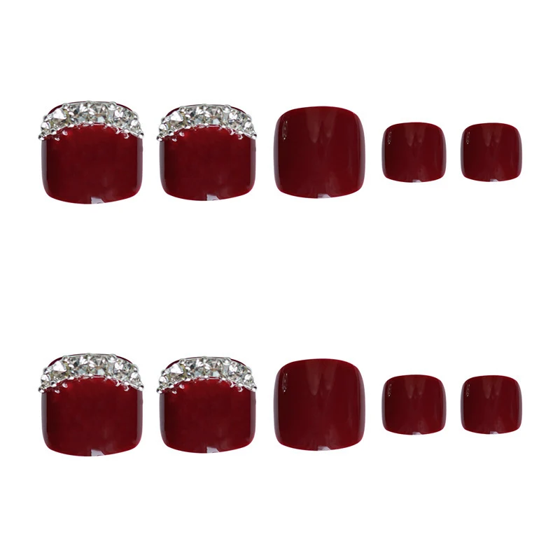 Glamouröse mit Rhinestones akzentuierte Press-On Zehennägel Karnz