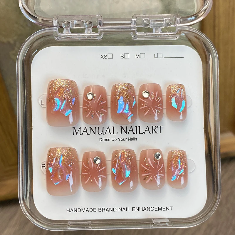 Glamorous Rhinestone-Akzent Druck-On Nagelkunst Set Karnz