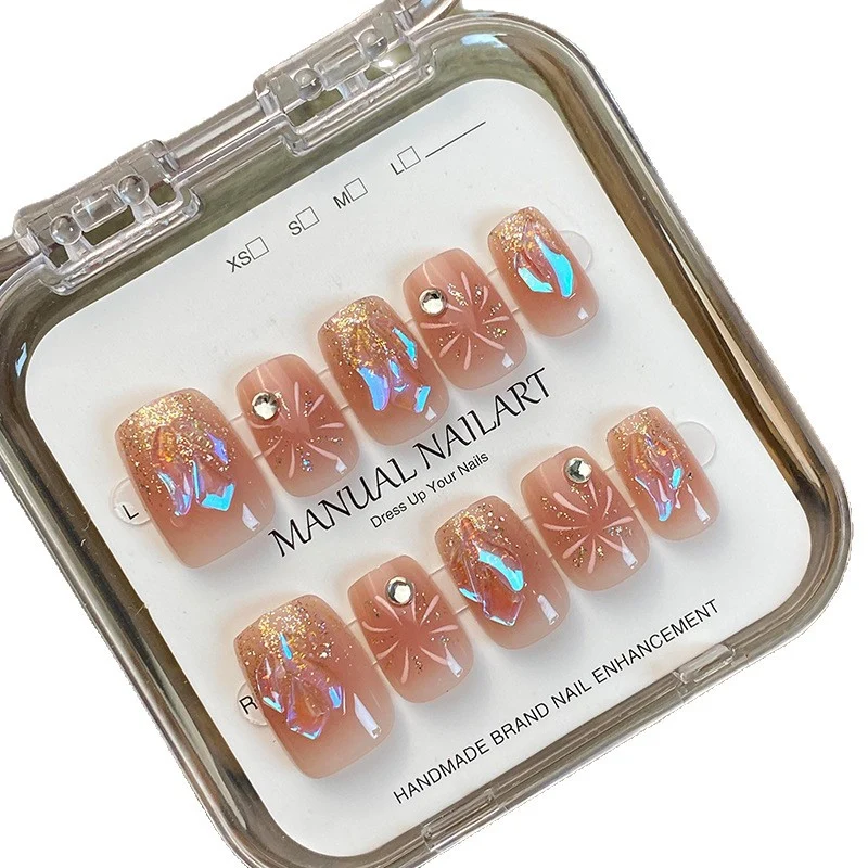 Glamorous Rhinestone-Akzent Druck-On Nagelkunst Set Karnz