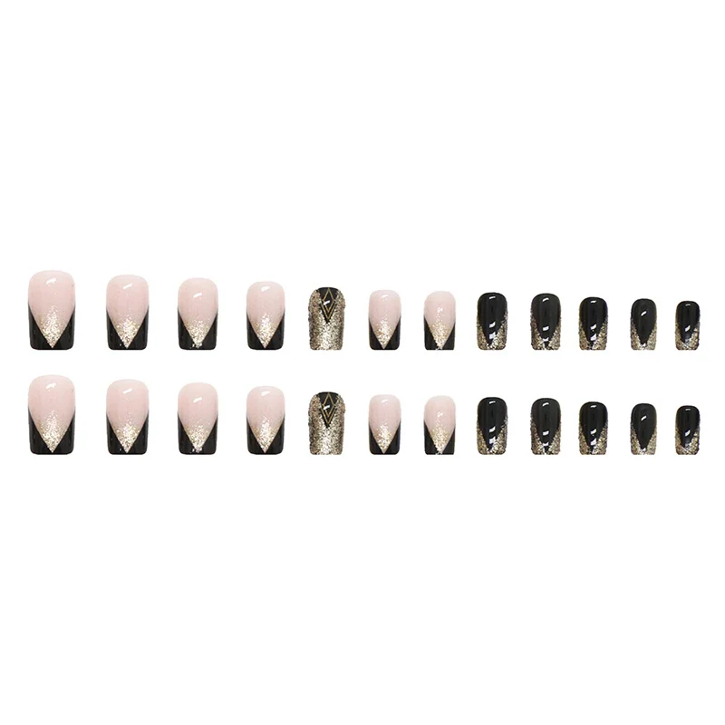 Glamouröse Press-On Nagelset mit Glitzer und künstlerischem Design Karnz