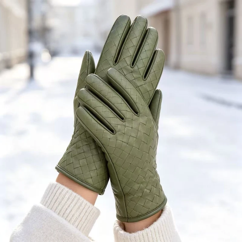 Premium Woven Leather Gloves Karnz
