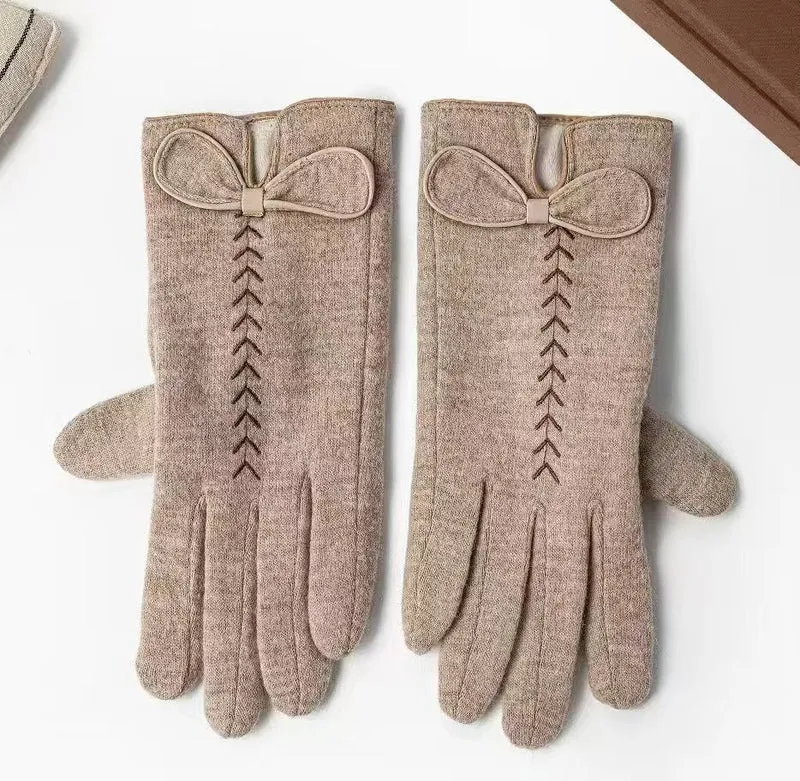 Elegante Bow-verzierte Touchscreen-Handschuhe Karnz