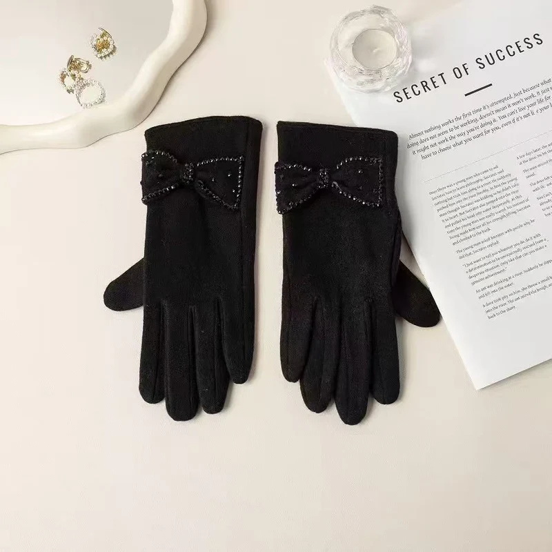 Elegante Bow Detail Touchscreen-Handschuhe Karnz