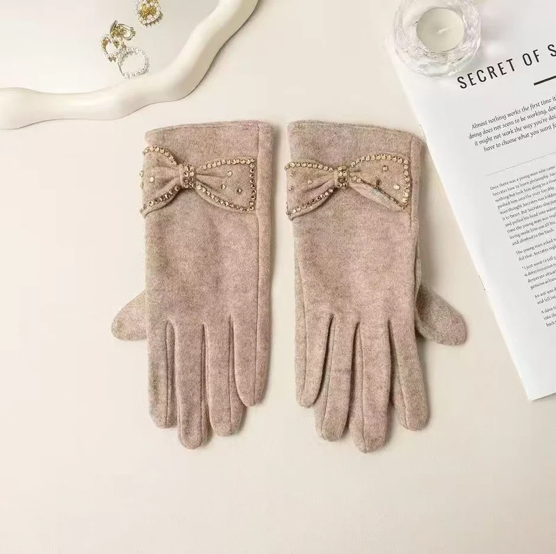 Elegante Bow Detail Touchscreen-Handschuhe Karnz