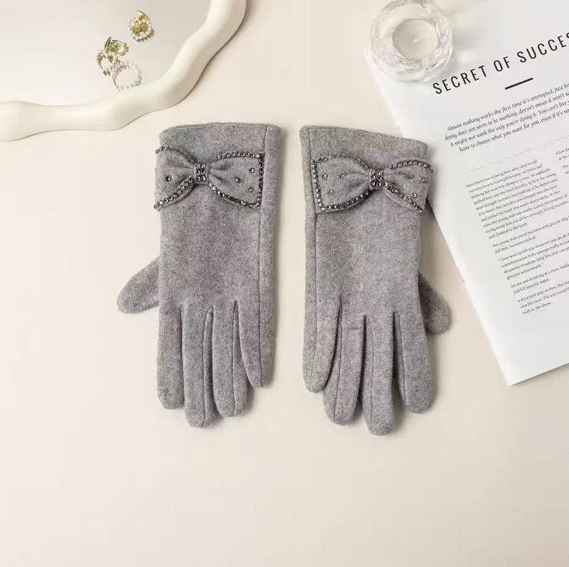 Elegante Bow Detail Touchscreen-Handschuhe Karnz