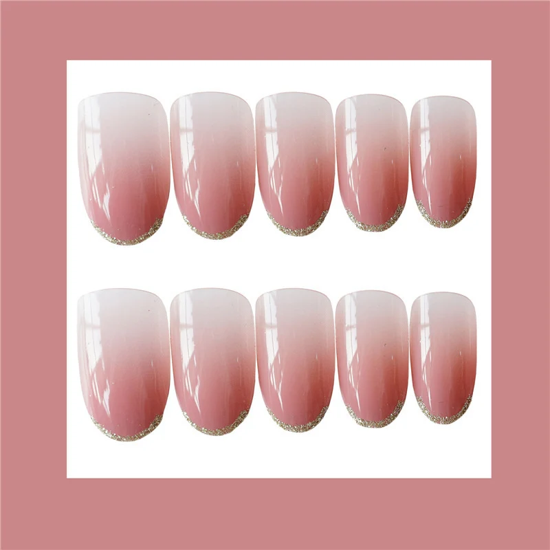 Glänzendes French Tip Press-On Nails Set Karnz