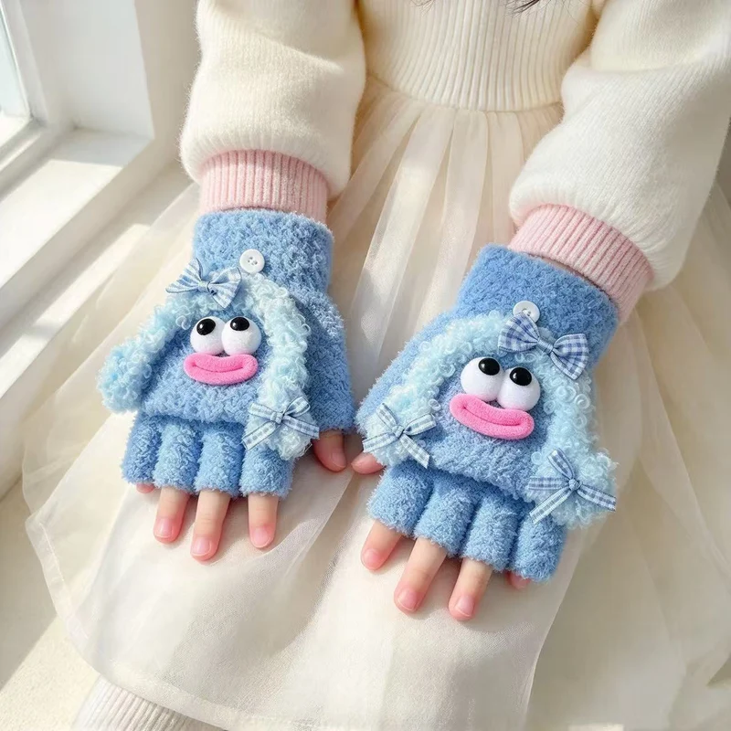 Niedliche Plüsch-Charakter-Fingerlose Handschuhe Karnz