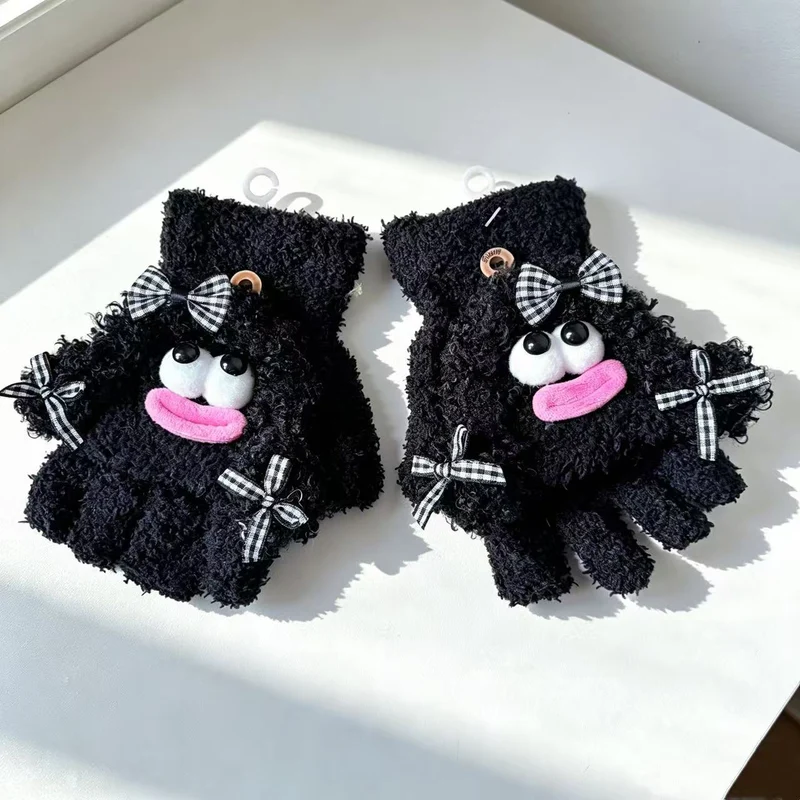 Niedliche Plüsch-Charakter-Fingerlose Handschuhe Karnz
