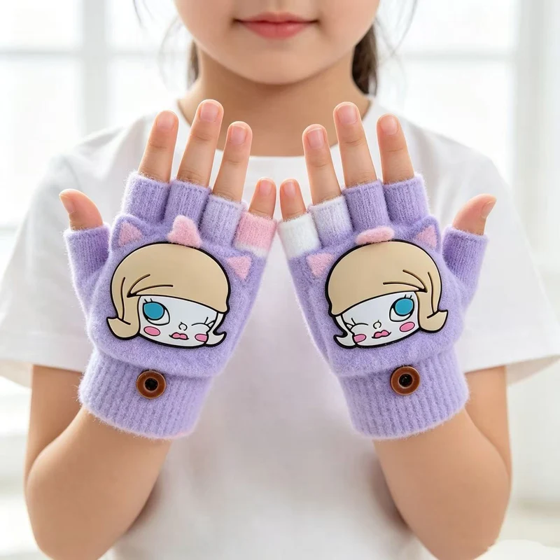 Niedliche Cartoon-Themen-Fingerlose Handschuhe Karnz