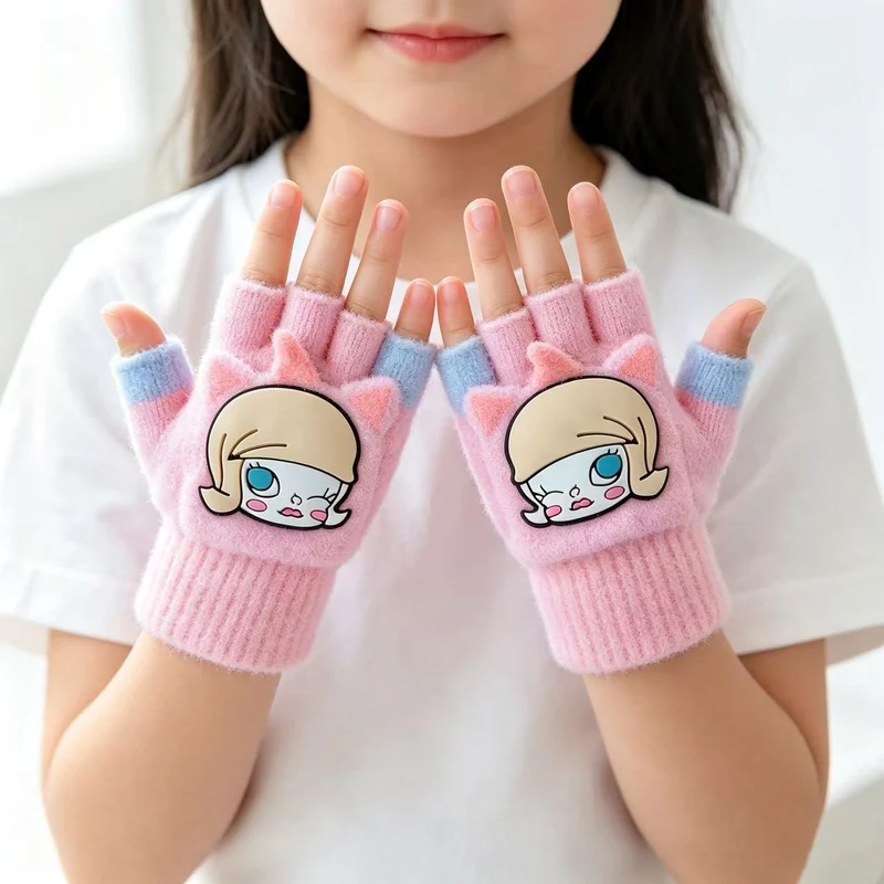 Niedliche Cartoon-Themen-Fingerlose Handschuhe Karnz