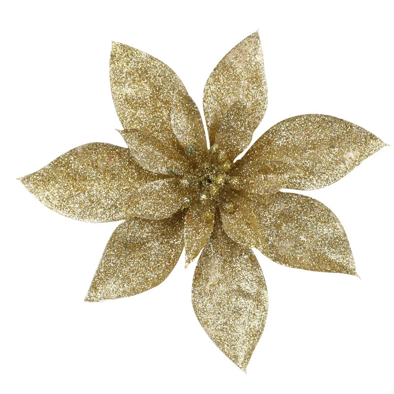Glitzernde Weihnachtssternblumenornamente Karnz