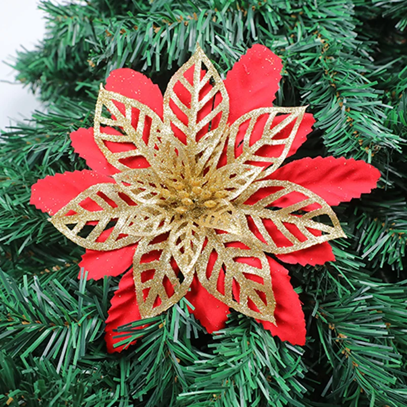 Glitzernde Florale Weihnachtsbaumdekoration Karnz