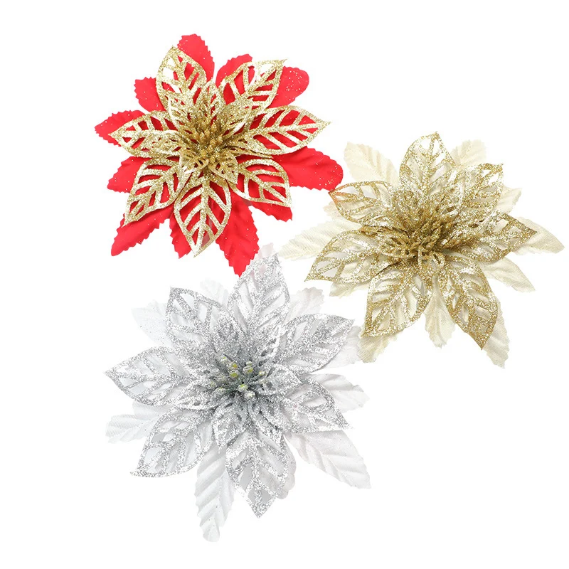 Glitzernde Florale Weihnachtsbaumdekoration Karnz