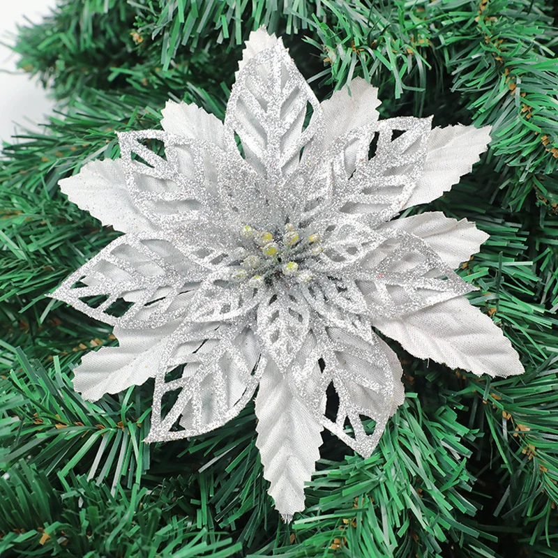 Glitzernde Florale Weihnachtsbaumdekoration Karnz