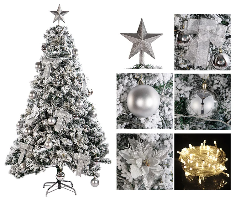 Premium Flocked Weihnachtsbaum mit dekorativen Ornamenten Karnz