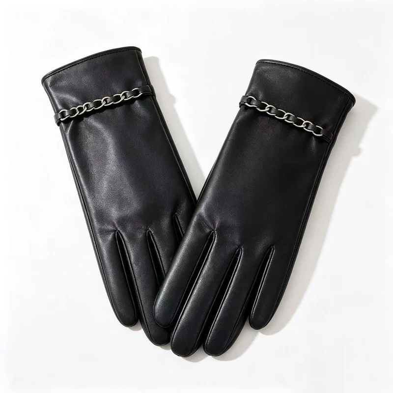 Chic Lederhandschuhe mit Kettendetails Karnz