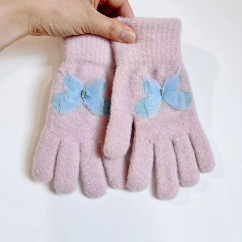 Schmetterlingsverzierte Touchscreen-Handschuhe Karnz