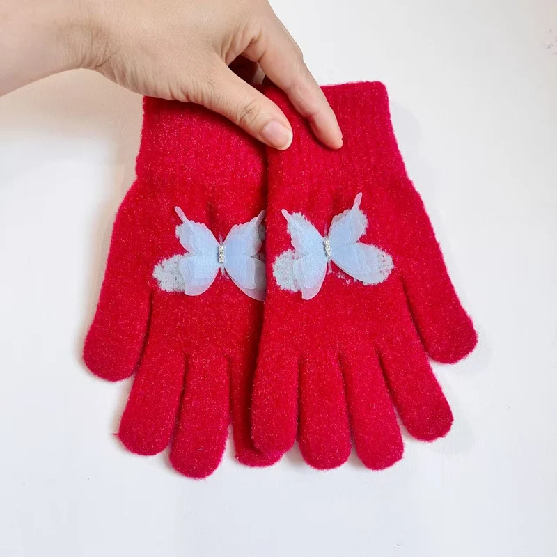Schmetterlingsverzierte Touchscreen-Handschuhe Karnz