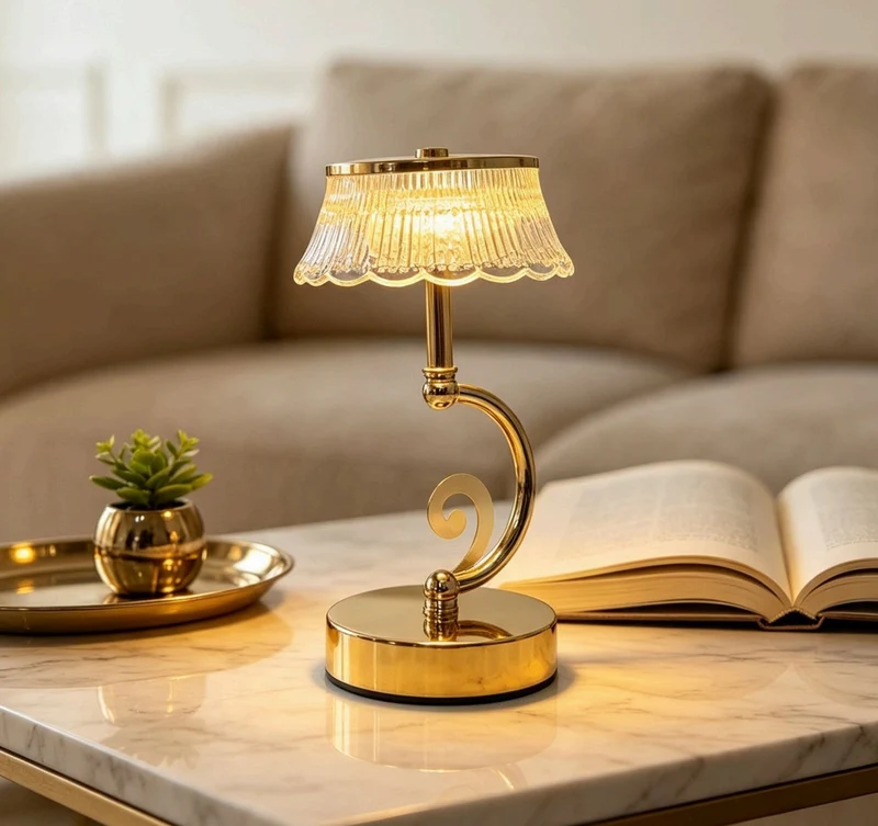 Künstlerische Glastischlampe