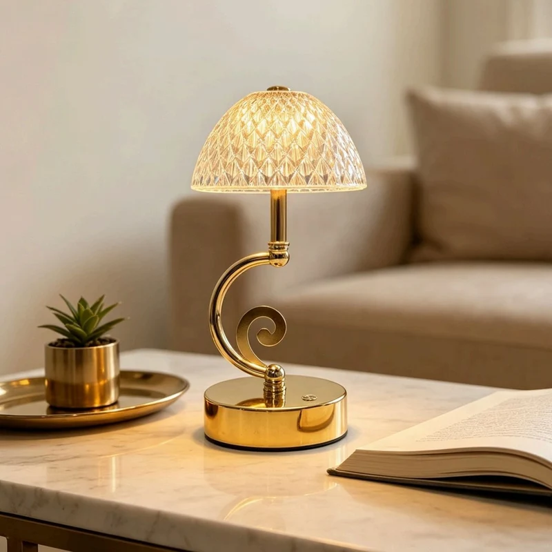 Künstlerische Glastischlampe