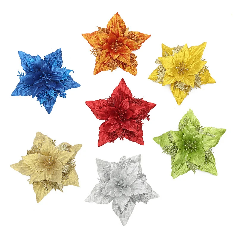Dekorative Glitzernde Weihnachtsstern Blume Ornament Karnz