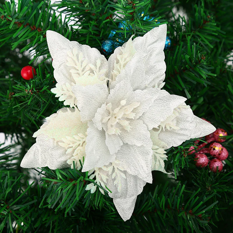 Dekorative Glitzernde Weihnachtsstern Blume Ornament Karnz