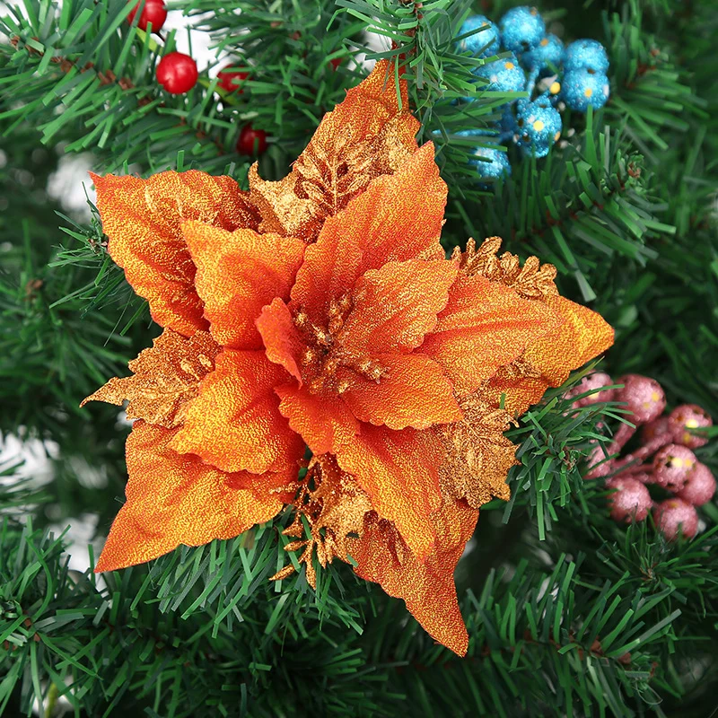 Dekorative Glitzernde Weihnachtsstern Blume Ornament Karnz