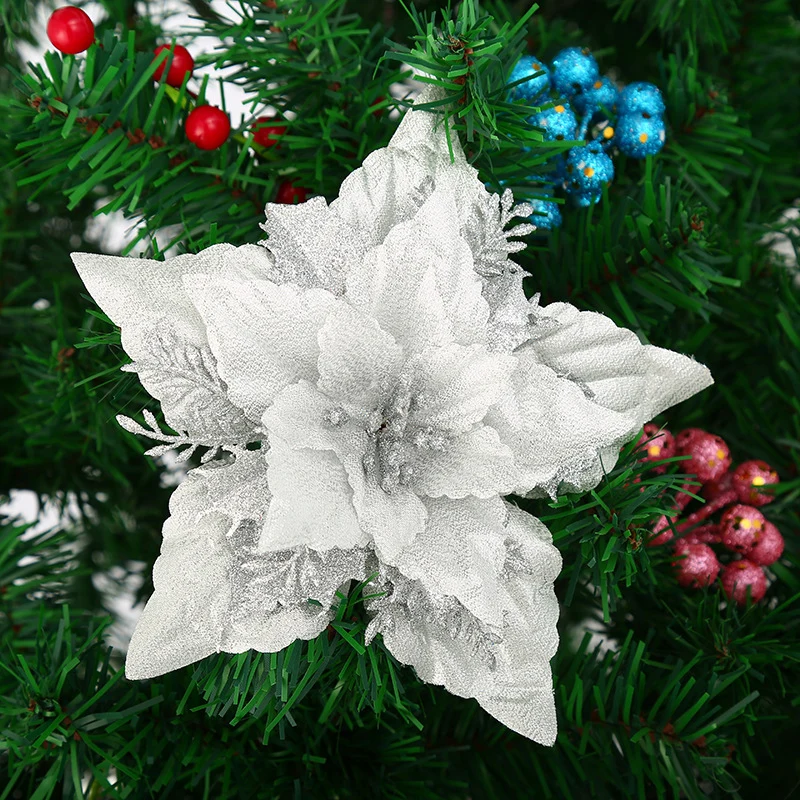 Dekorative Glitzernde Weihnachtsstern Blume Ornament Karnz