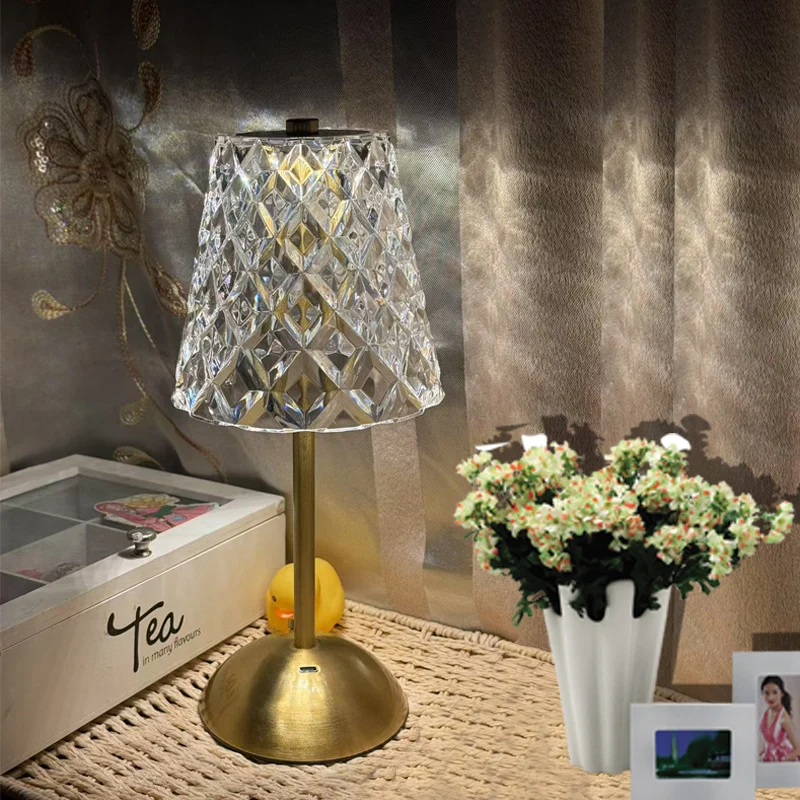 Vintage Kristall Tischlampe