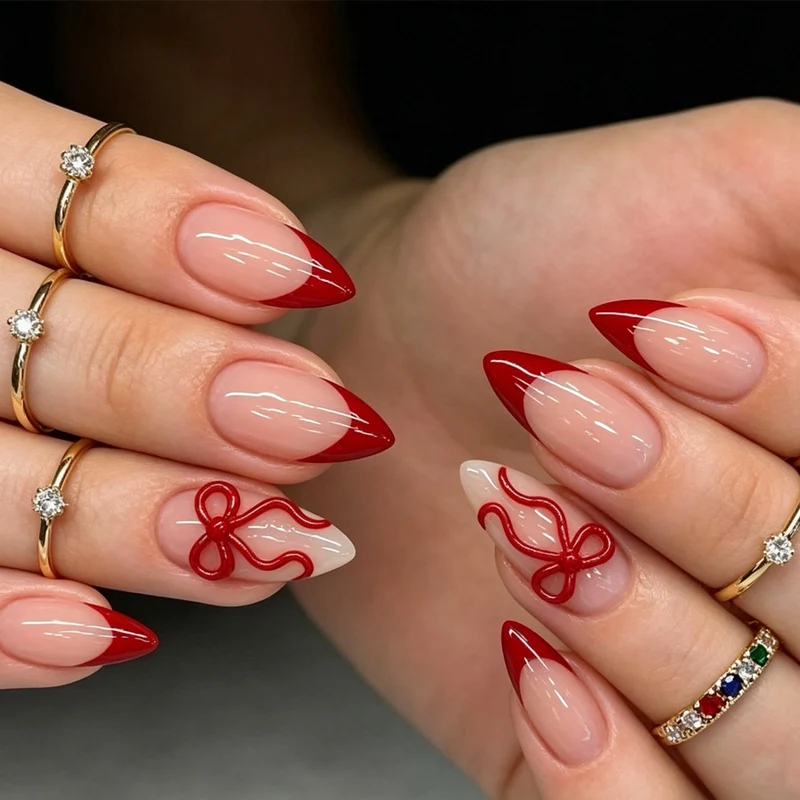 Elegantes Zweifarbige Press-On Nagel Set Karnz