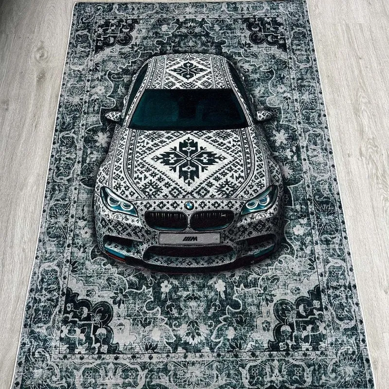 Dekorativer, automobil-inspirierter Teppich
