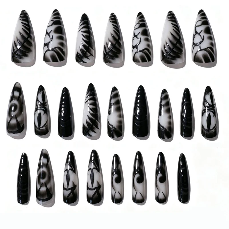 Künstlerisches Stiletto Press-On Nagelset Karnz