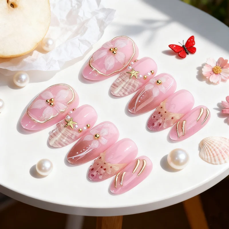 Künstlerisches Press-On-Nageldesign Karnz