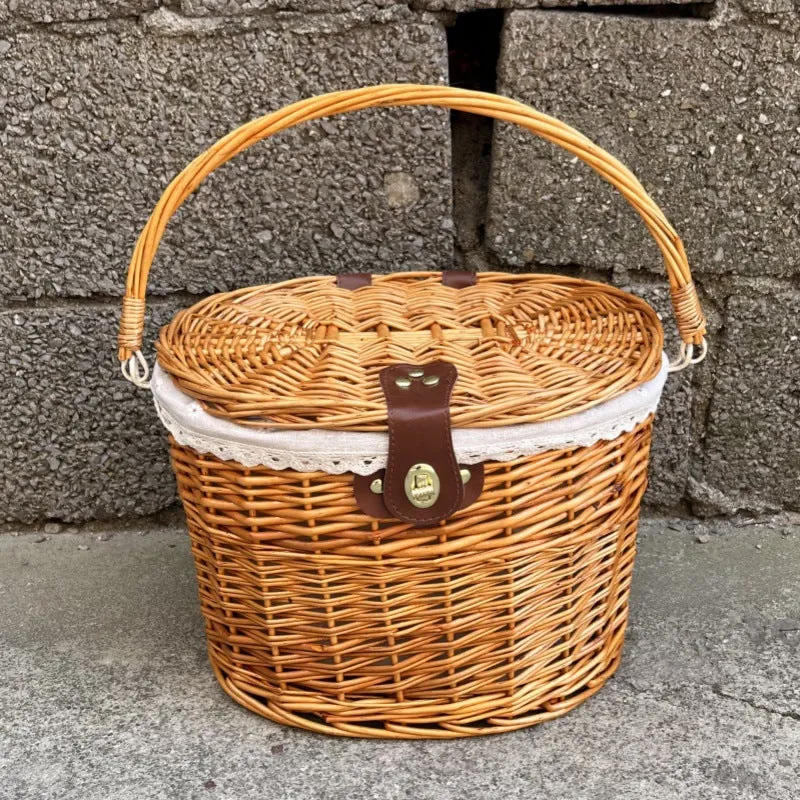 gewebter Rattan-Fahrrad-Vorderrkorb mit Schnellverschluss-Befestigungssystem Karnz