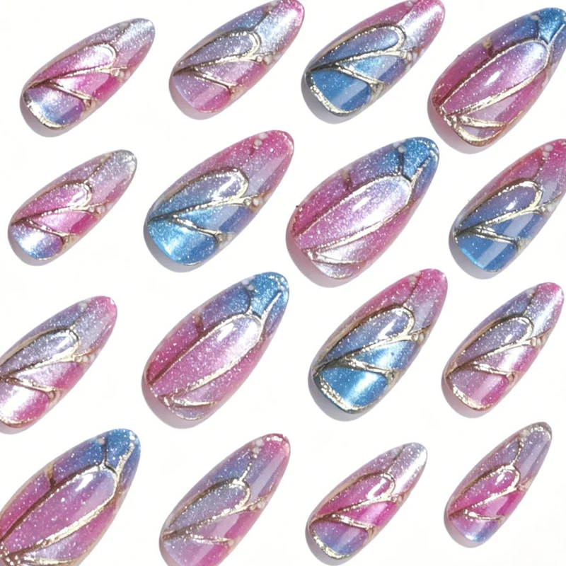 Künstlerische Glitzer-Gradient Druck-Nägel Karnz
