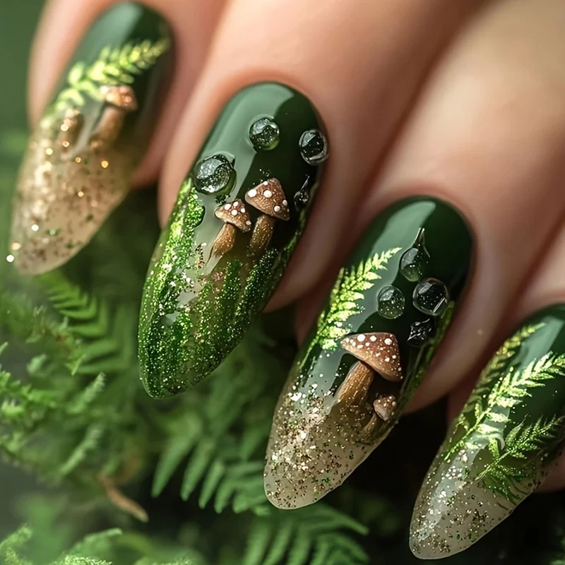 Künstlerisches von Wäldern inspiriertes Druck-Nagel-Set Karnz